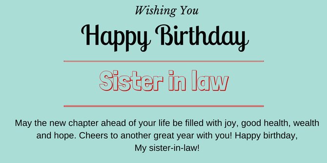 happy birthday to you sister in law